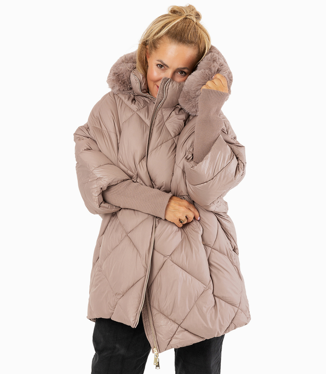 Kurtka zimowa oversize z kapturem i futerkiem NORDIC PUFF