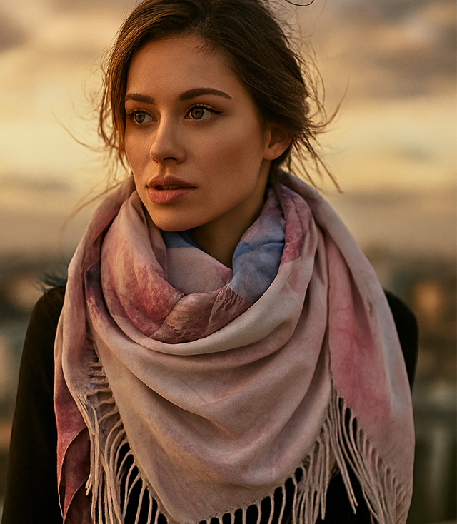 Women's scarf with floral pattern 100x100