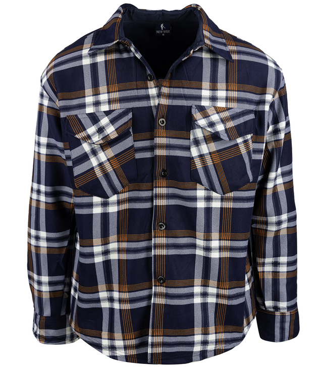 Warm men's checkered shirt with warming button-down classic
