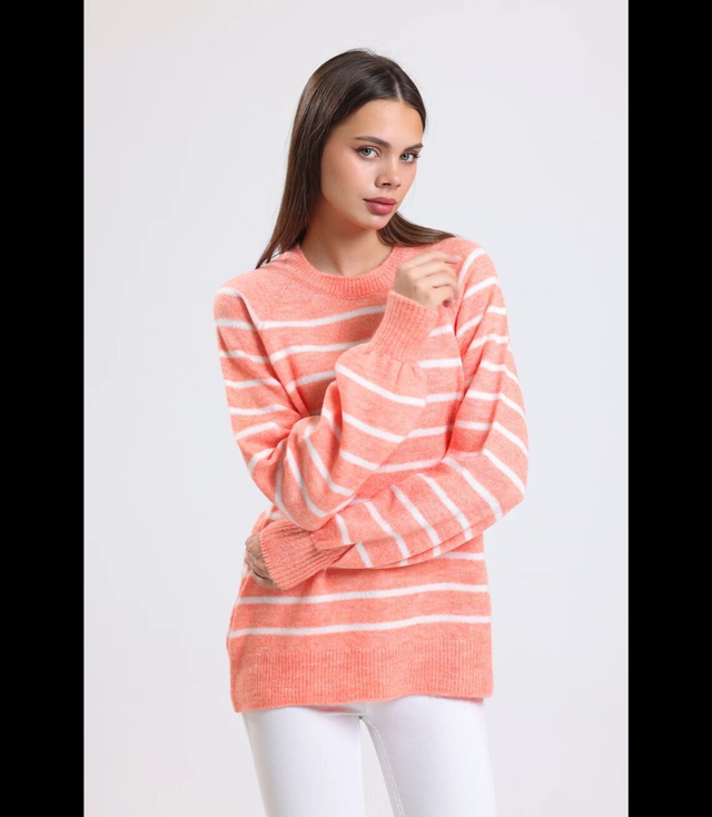 Warm women's fashionable striped sweater ANNA