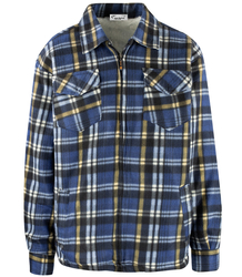 Warm fleece checked men's shirt insulated with faux fur