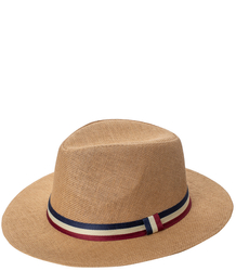 Men's Panama hat with three-color stripe