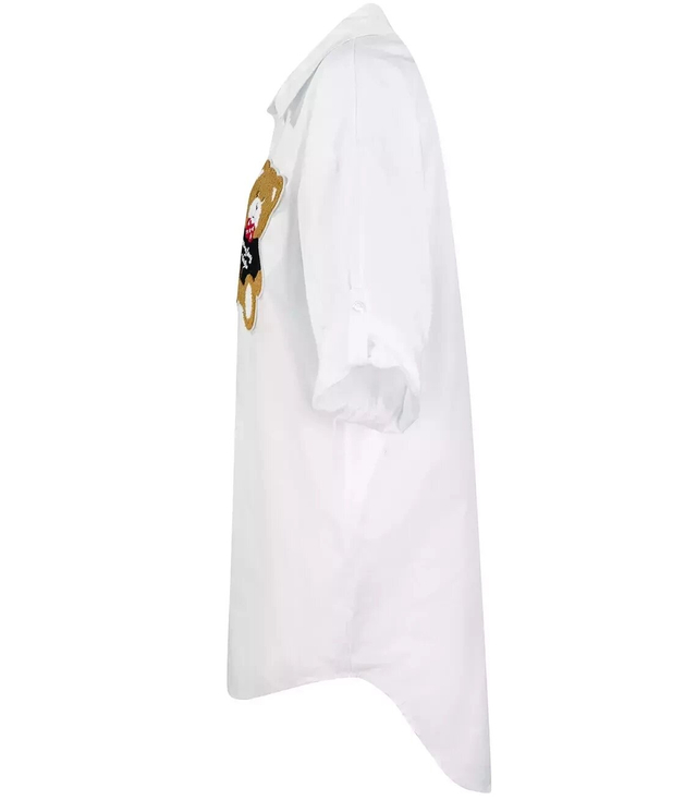 Long shirtdress shirt tunic with a teddy bear