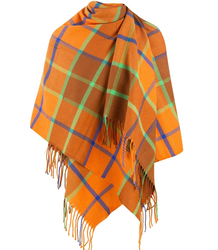Warm scarf shawl with colorful checkered pattern 
