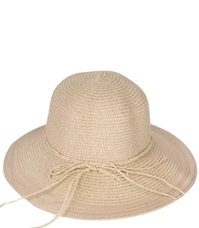 Women's straw hat with stripes on the brim