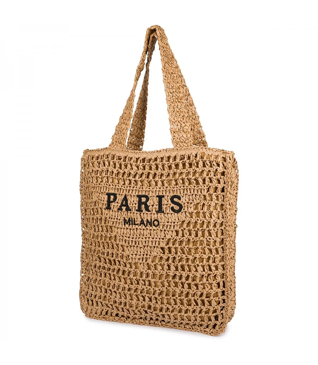 Large plaid shoper bag with fashion statement PARIS