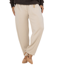 Women's banana fit fabric pants with belt LILIANA