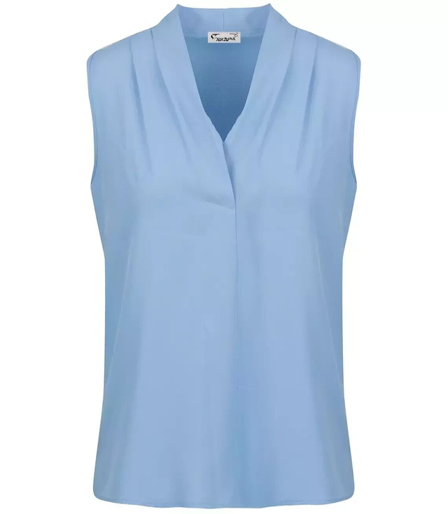 Elegant blouse with a ruffled V-neckline