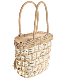 A small basket, a summer bag, a stiff woven handbag