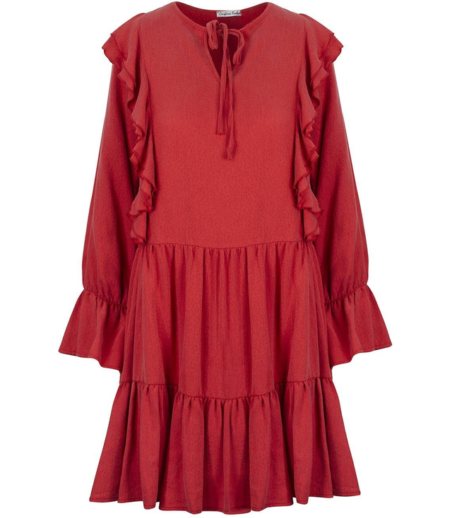 ZWIEWNA Kobieca sukienka Falbanki MINI BOHO