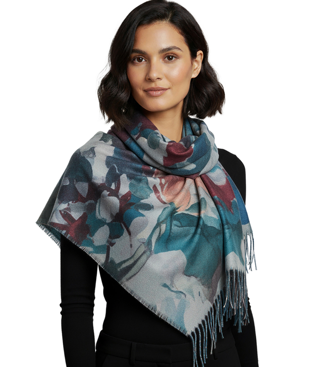 Square shawl scarf for women with tassels AGRAFKA