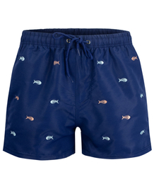 Swimming shorts decorated with a summer pattern on the front