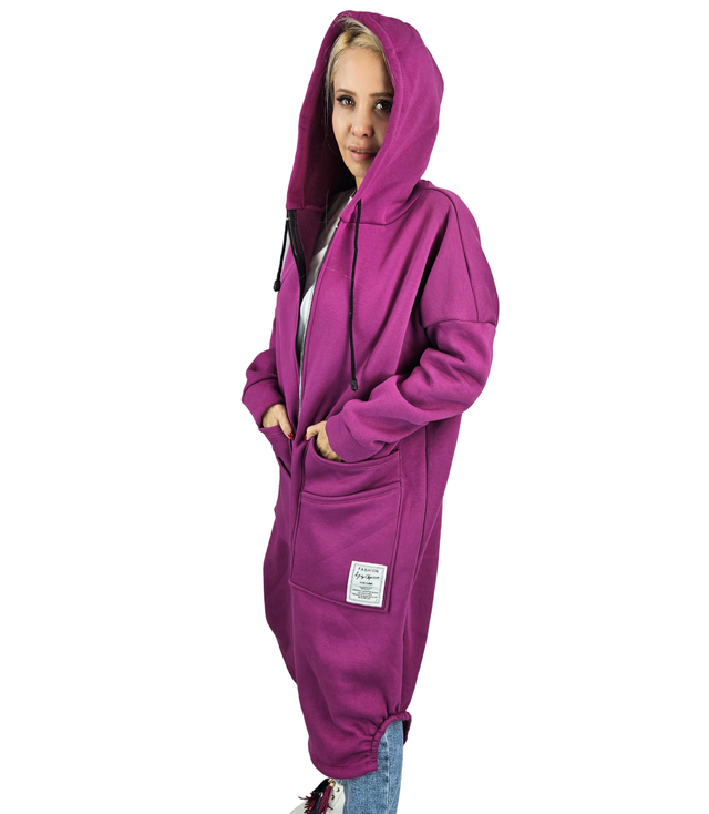 Long women's hoodie. Warm, nice material. Zipper BETH