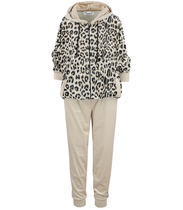 Tracksuit, pants, sweatshirt, velor set, leopard print LEA