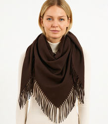 One-color shawl shlik scarf with fringe GRACE
