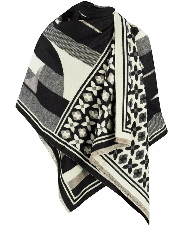 Warm shawl scarf elegant pattern knitted fabric