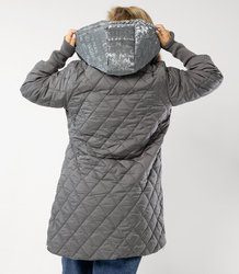 Long winter jacket with decorative hood LUNA