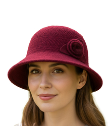 Women's hat cloche patch flower