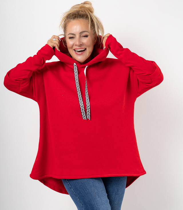 Women's sweatshirt with longer back and ribbed hem VERONICA