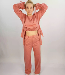 Tracksuit flared pants sweatshirt fitted set