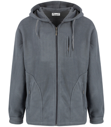 Men's warm fleece with hood and three pockets single color