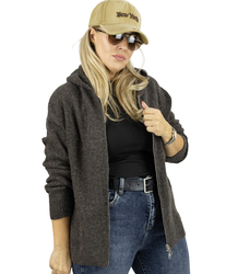 Short unzipped hooded cardigan sweater with zipper NORA