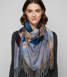 Square shawl scarf for women with tassels AGRAFKA
