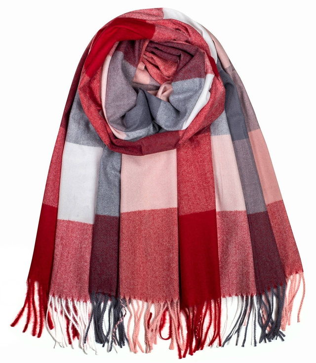 Fashionable warm shawl scarf plaid fringes