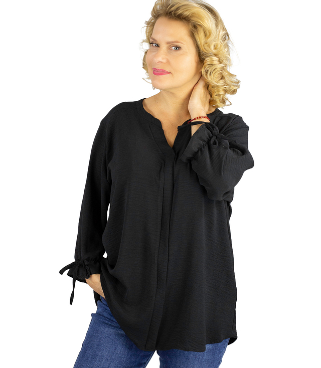 Elegant oversize tunic shirt with ties on sleeves SOPHIE