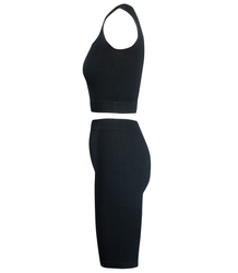 Sporty, ribbed set of short leggings + top with wide straps MISSY