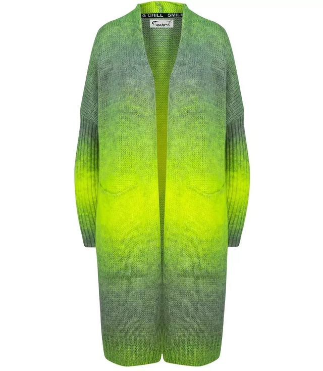 Long cardigan thick colorful ombre sweater