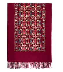 Women's scarf with embroidered pattern and tassels