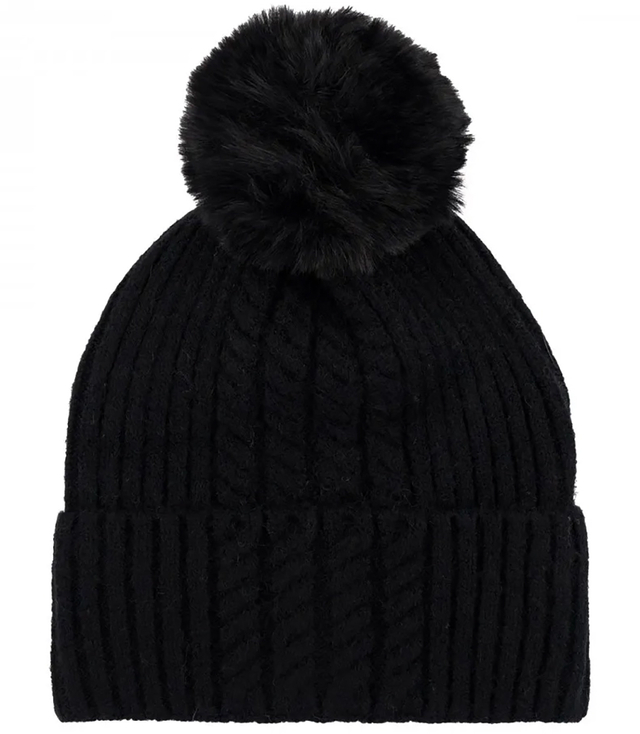 Warm women's cap with pom-pom and interesting weave autumn winter hat 