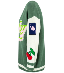 Krótki sweter kardigan z naszywkami LUCKY 