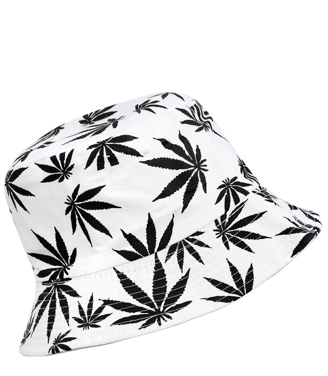 Reversible BUCKET HAT with leaves print