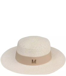 Raffia straw hat with ribbon and letter M trendy