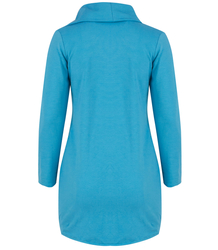 Thin long sweatshirt with a diagonal zipper and a BEATA neck warmer