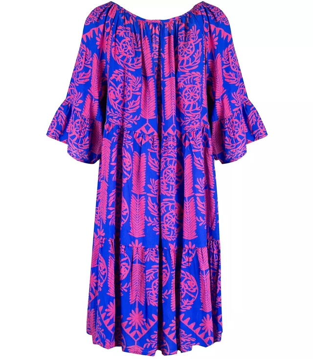 Short boho frill midi dress DALIDA