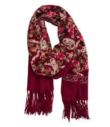 Szal damski folklorowy z kwiatowym haftem