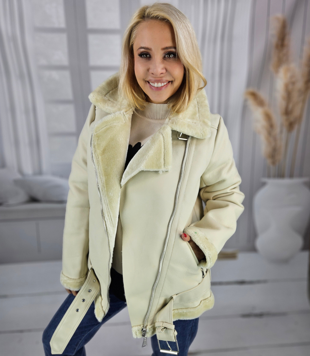 Warm women's sheepskin jacket, perfect for autumn and winter ASHLEY