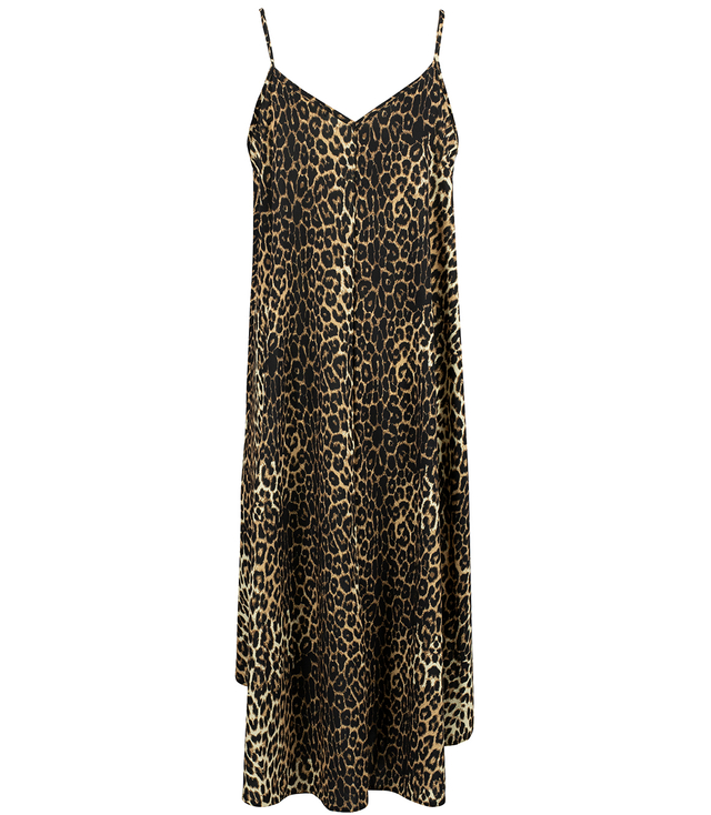 Long maxi dress with loose, flared straps and leopard print PAMELA