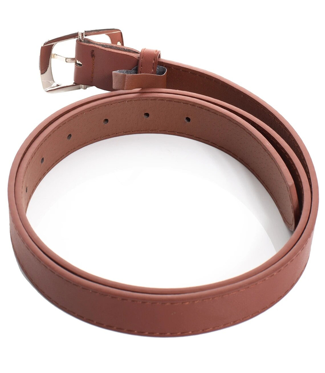 Smooth women's eco leather belt with silver buckle 3 cm