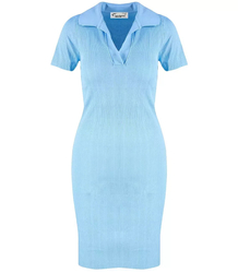 Fitted elastic midi polo dress