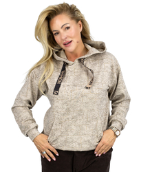 Hoodie - subtle pattern, decorative ribbon, fashionable cut