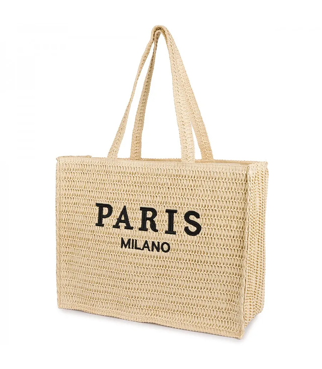 Large roomy braided padded bag with PARIS lettering