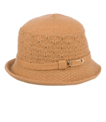 Women's hat with decorative strap and buckle