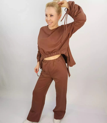 Tracksuit flared pants sweatshirt fitted set