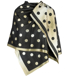 Elegant double-sided scarf with gold thread and pea pattern