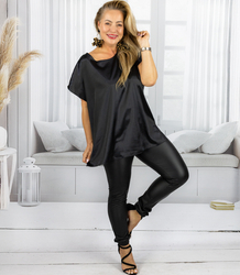 Elegant satin blouse with short sleeves SELENA