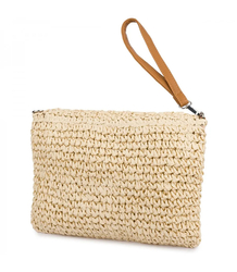 Stylish small raffia shoulder clutch bag with braided 2 straps